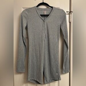Katya Soft Lounge Ribbed Stretch-modal Jersey Playsuit - Heather Grey Size Large